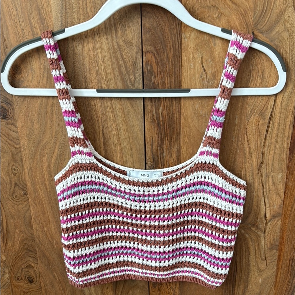 Mango Chrochet Striped Tank Top